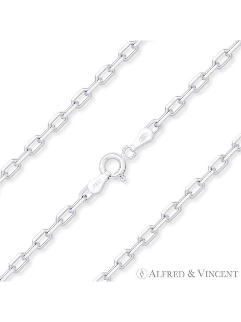 2.8mm D-Cut Anchor Cable Link Chain Necklace in Solid .925 Sterling Silver - 30"